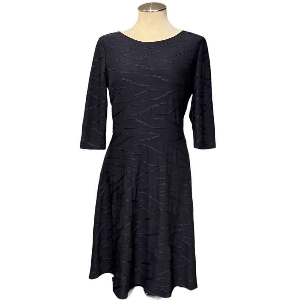 Joseph‎ Ribkoff Dress Womens Black Textured Stretchy Bodycon A Line Midi size 6